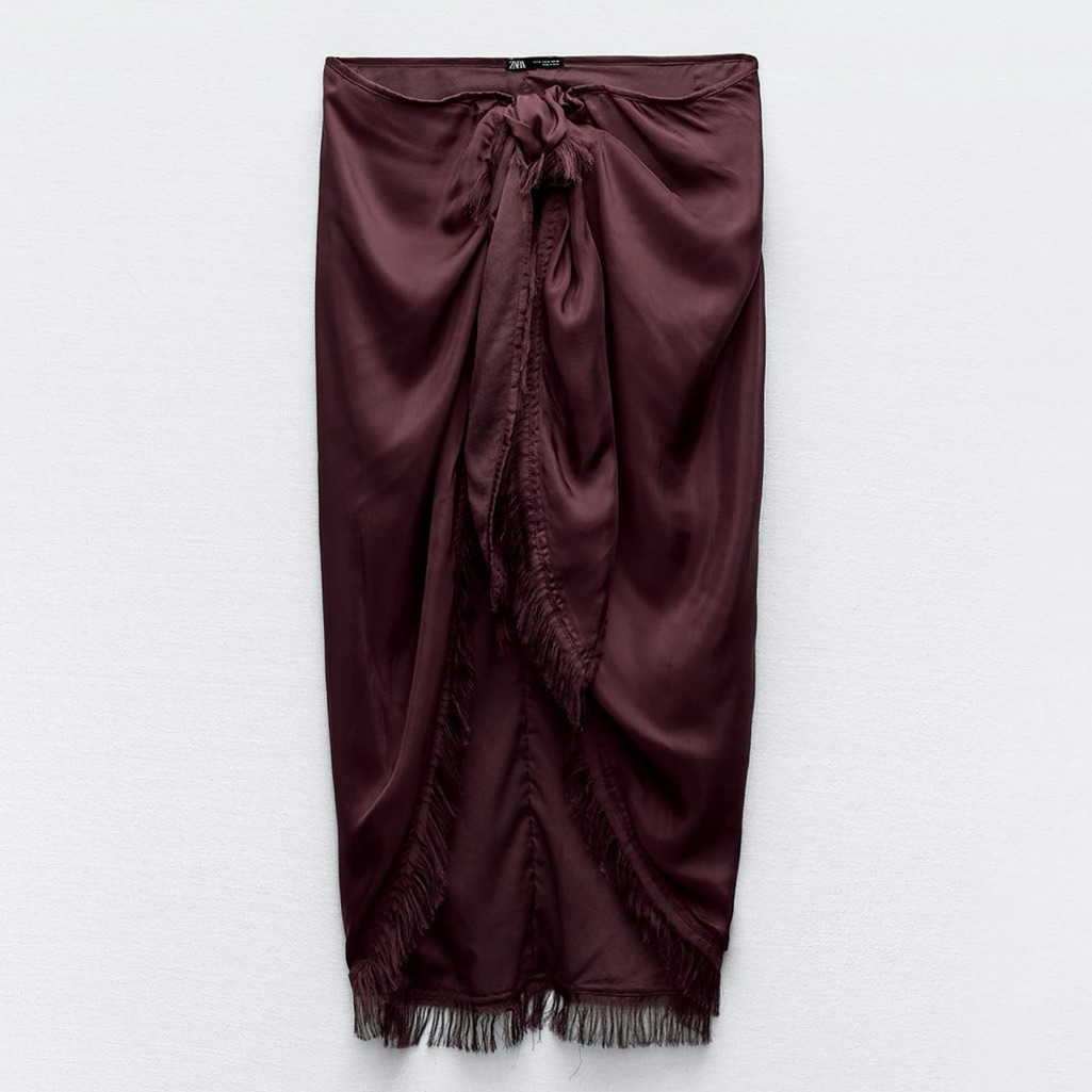 Zara Frayed Pareo ,Eggplant Color, 100% Viscose